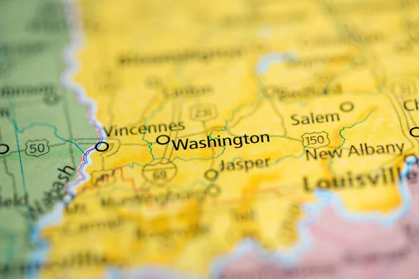 Washington Indiana Usa Mapě — Stock fotografie