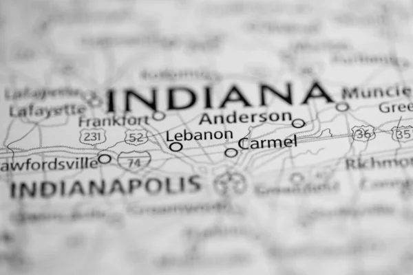 Liban Indiana États Unis Sur Carte — Photo