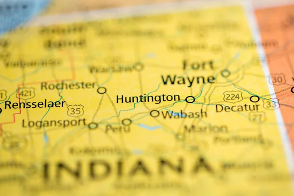 Huntington Indiana États Unis Sur Carte — Photo