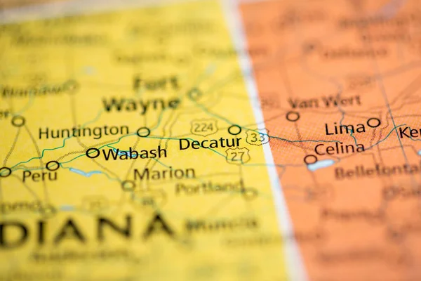 Decatur Indiana Usa Auf Der Karte — Stockfoto