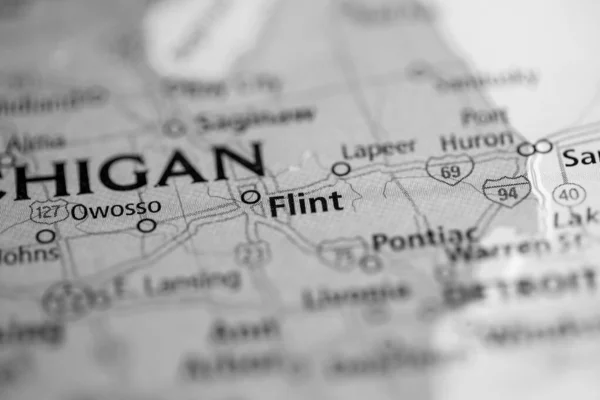 Flinte Michigan Usa Mapě — Stock fotografie