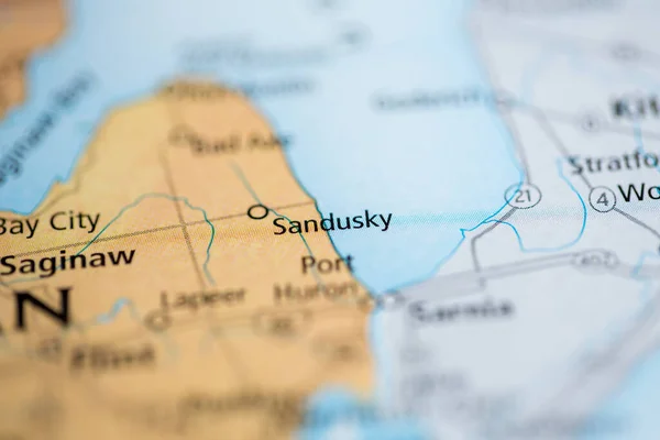 Sandusky Michigan Usa Mapě — Stock fotografie