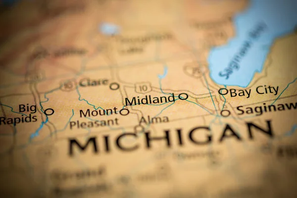 Midland Michigan Abd Haritada — Stok fotoğraf