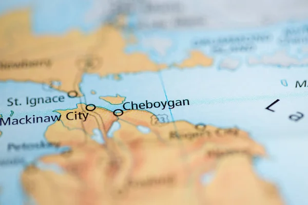 Cheboygan Michigan Eua Mapa — Fotografia de Stock