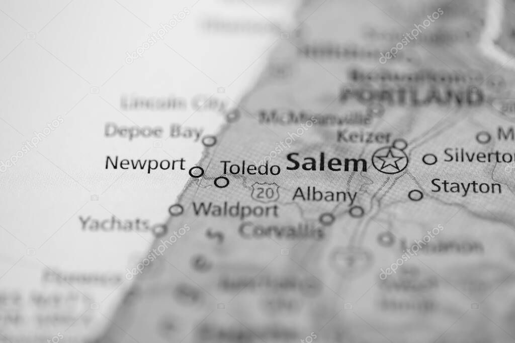 Salem. Oregon. USA on the map