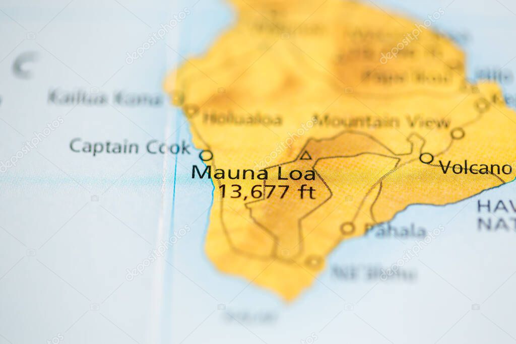 Mauna Loa. Hawaii. USA on the map