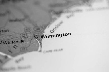Wilmington. North Carolina. USA on the map clipart