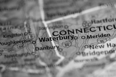 Waterbury. Connecticut. USA on the map clipart
