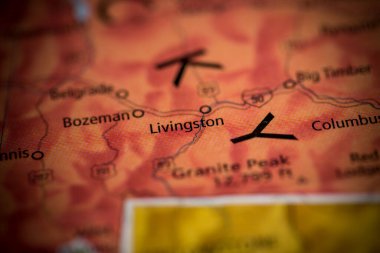 Livingston. Montana. USA on the map clipart