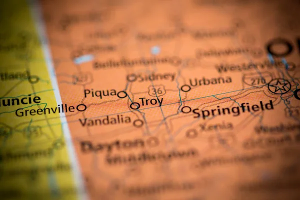 Troy Ohio Stati Uniti Sulla Mappa — Foto Stock