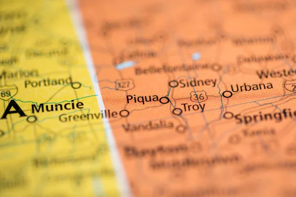 Piqua Ohio Stati Uniti Sulla Mappa — Foto Stock