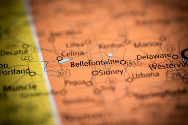 Bellefontaine Ohio Här Usa Kartan — Stockfoto