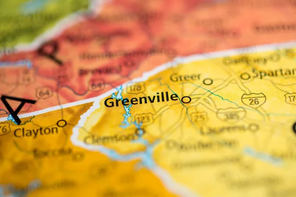 Greenville Güney Carolina Abd Haritada — Stok fotoğraf