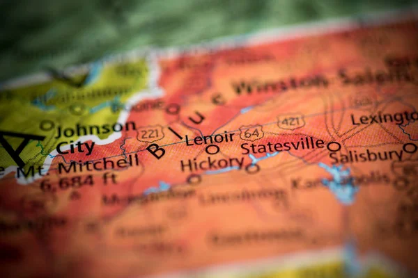 Lenoir Carolina Norte Eua Mapa — Fotografia de Stock