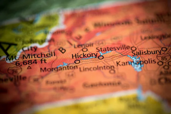 Hickory Carolina Norte Eua Mapa — Fotografia de Stock