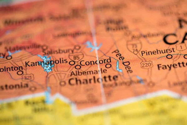 Concord North Carolina Usa Map — Stok fotoğraf
