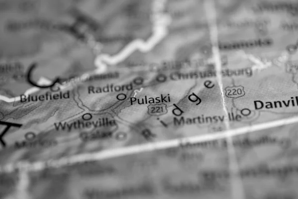Pulaski Wirginia Stany Zjednoczone Mapie — Zdjęcie stockowe