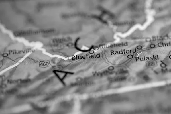 Bluefield Virginia Eua Mapa — Fotografia de Stock