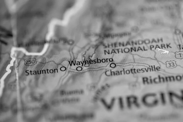 ウェインズボロ バージニア州 地図上のアメリカ — ストック写真