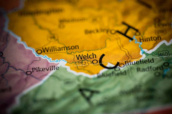 Welch West Virginia Usa Map — Stok fotoğraf