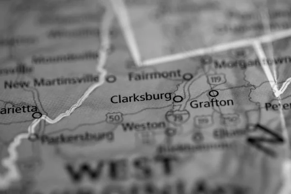 Clarksburg Batı Virginia Abd Haritada — Stok fotoğraf