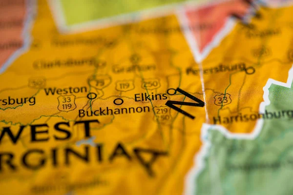 Elkins Virgínia Ocidental Eua Mapa — Fotografia de Stock