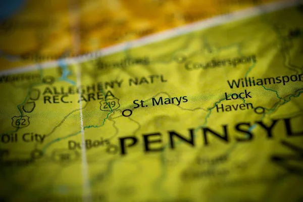 Marys Pensilvânia Eua Mapa — Fotografia de Stock