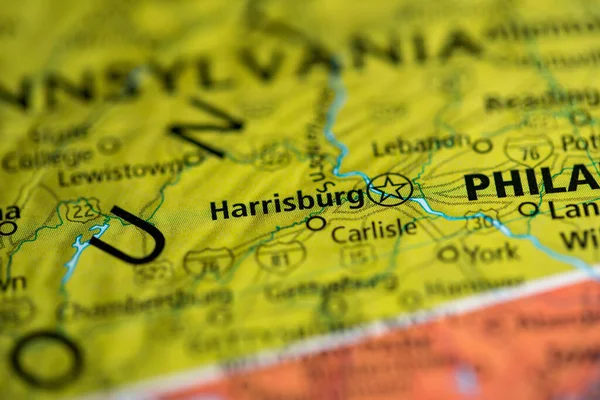 Harrisburg Pensylvánie Usa Mapě — Stock fotografie