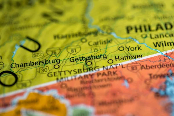 Gettysburg Pennsylvania Usa Map — Stok fotoğraf