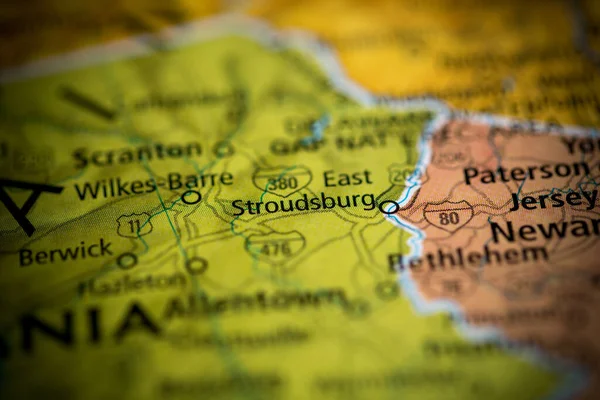 Stroudsburg Pensylwania Stany Zjednoczone Mapie — Zdjęcie stockowe