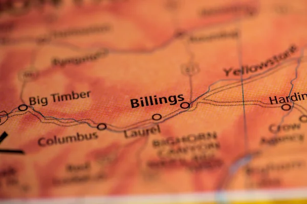 Billings Montana Usa Mapě — Stock fotografie