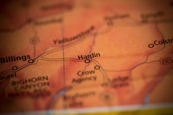 ハーディン モンタナだ 地図上のアメリカ — ストック写真