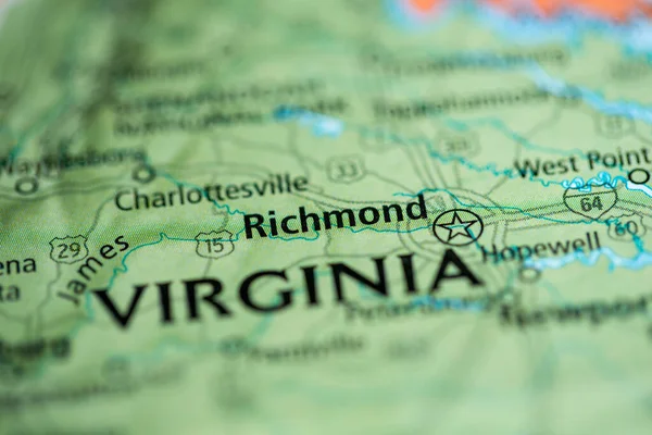 リッチモンドだ バージニア州 地図上のアメリカ ストックフォト