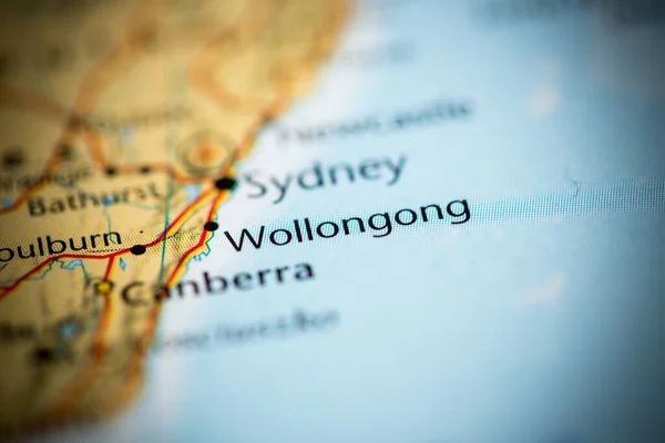 Γούλλογκονγκ Αυστραλία Στο Χάρτη — Φωτογραφία Αρχείου