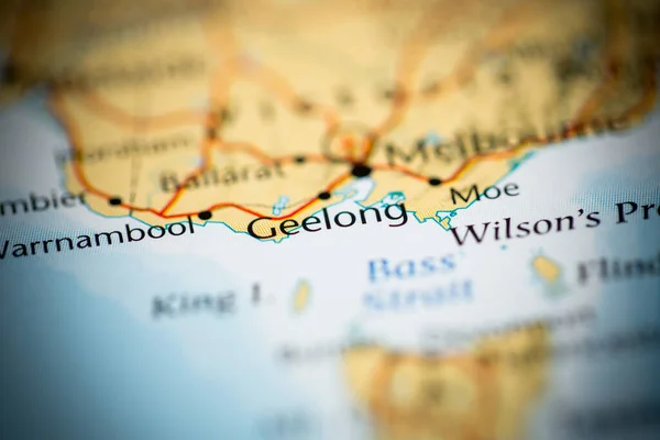 Τζιλόνγκ Αυστραλία Στο Χάρτη — Φωτογραφία Αρχείου