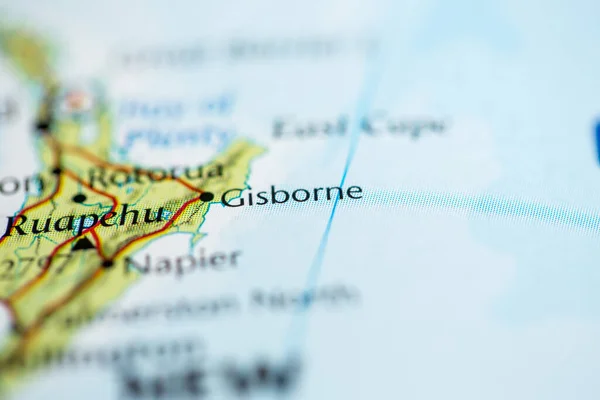 Gisborne 地图上的新西兰 — 图库照片