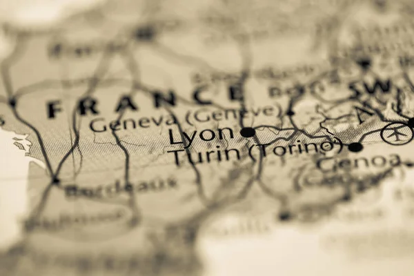 Lione Francia Sulla Mappa — Foto Stock