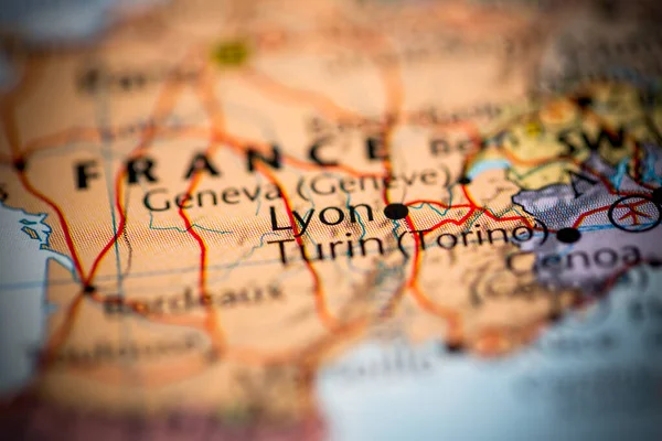 Lyon França Mapa — Fotografia de Stock