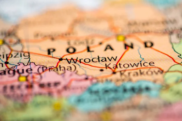 Wroclaw Polonia Sulla Mappa — Foto Stock