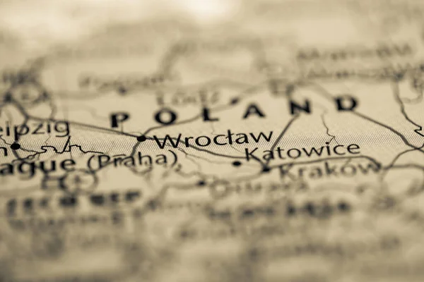 Wroclaw Polonia Sulla Mappa — Foto Stock