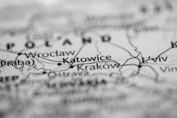 Katowice. Poland on the map
