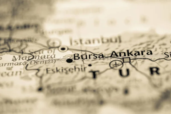 Μπούρσα Τουρκία Στο Χάρτη — Φωτογραφία Αρχείου