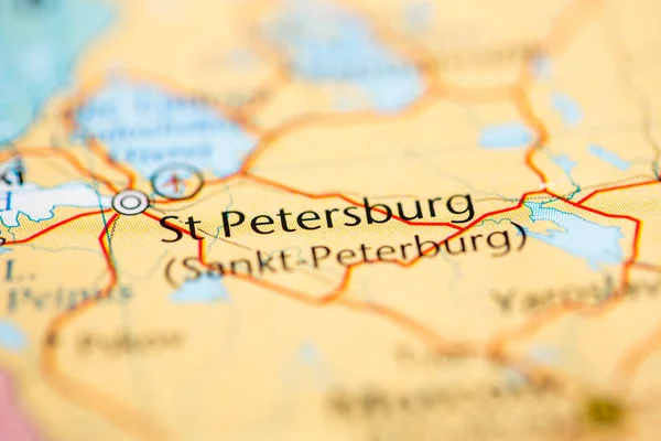 상트페테르부르크 지도에 러시아 — 스톡 사진