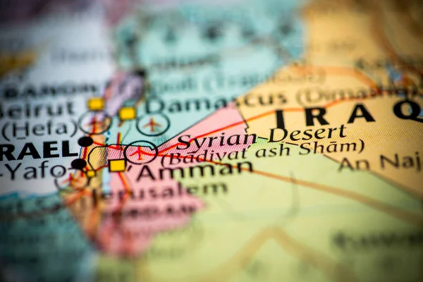 Syrian Desert Στο Χάρτη — Φωτογραφία Αρχείου