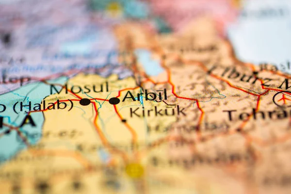 Αρμπίλ Ιράκ Στο Χάρτη — Φωτογραφία Αρχείου