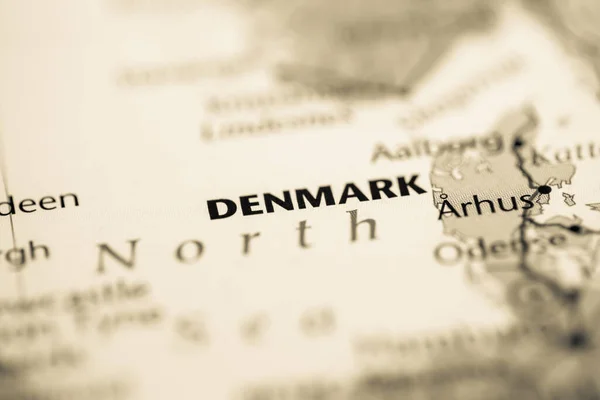 デンマークは地図上で — ストック写真