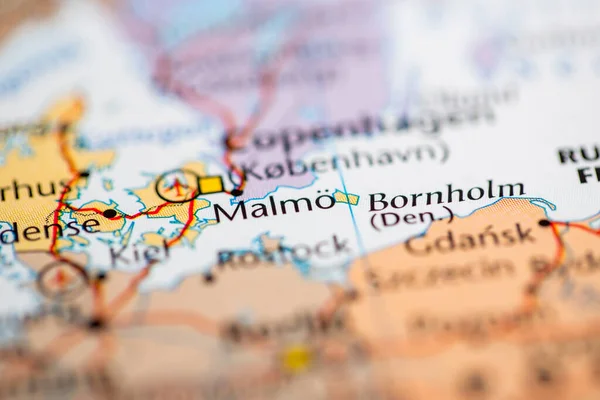 Malmo Švédsko Mapě — Stock fotografie