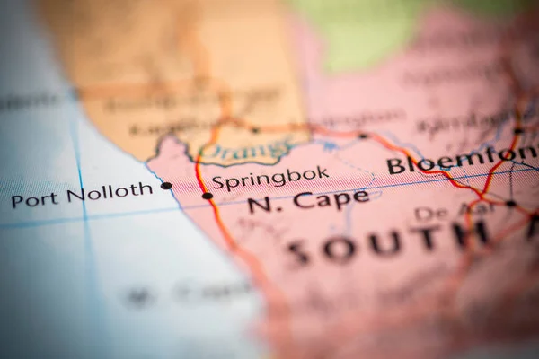 Σπρίνγκμποκ Νότια Αφρική Στο Χάρτη — Φωτογραφία Αρχείου