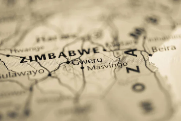 Gweru Zimbabwe Sulla Mappa — Foto Stock