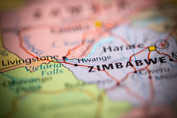 Hwange Zimbabwe Sulla Mappa — Foto Stock